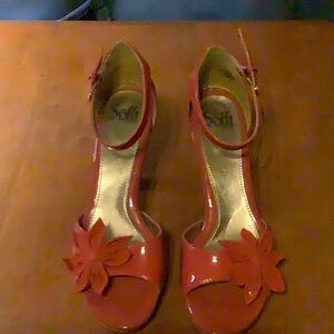 Sofft 3in cork high heels burnt orange